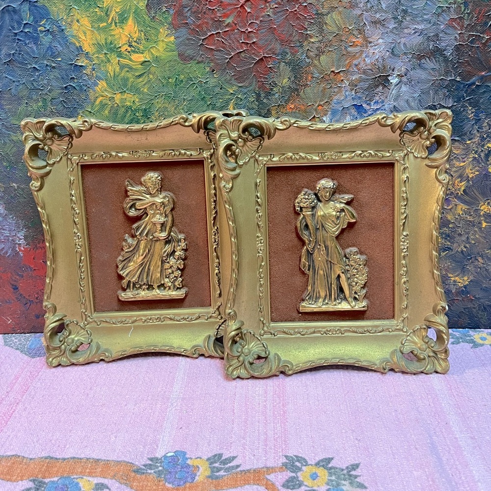 Vintage Gold and Brown Wall Decor Art